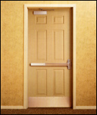 Wide Stile Door with Panic Bar and Extra Hardware (DoorCraft)